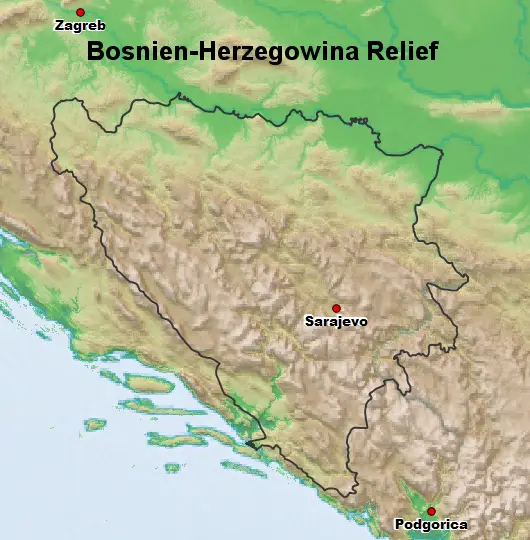 Bosnien-Herzegowina Relief