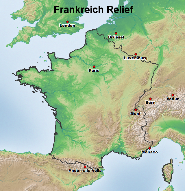 Frankreich Relief